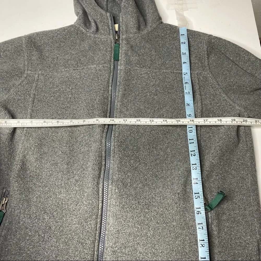 Lands’ End full zip fleece hooded full zip gray jacket boys girls‎  youth large